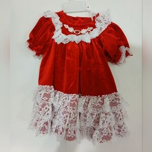 Little Precious Elegant Red and White Lace Kids Dress (0110)